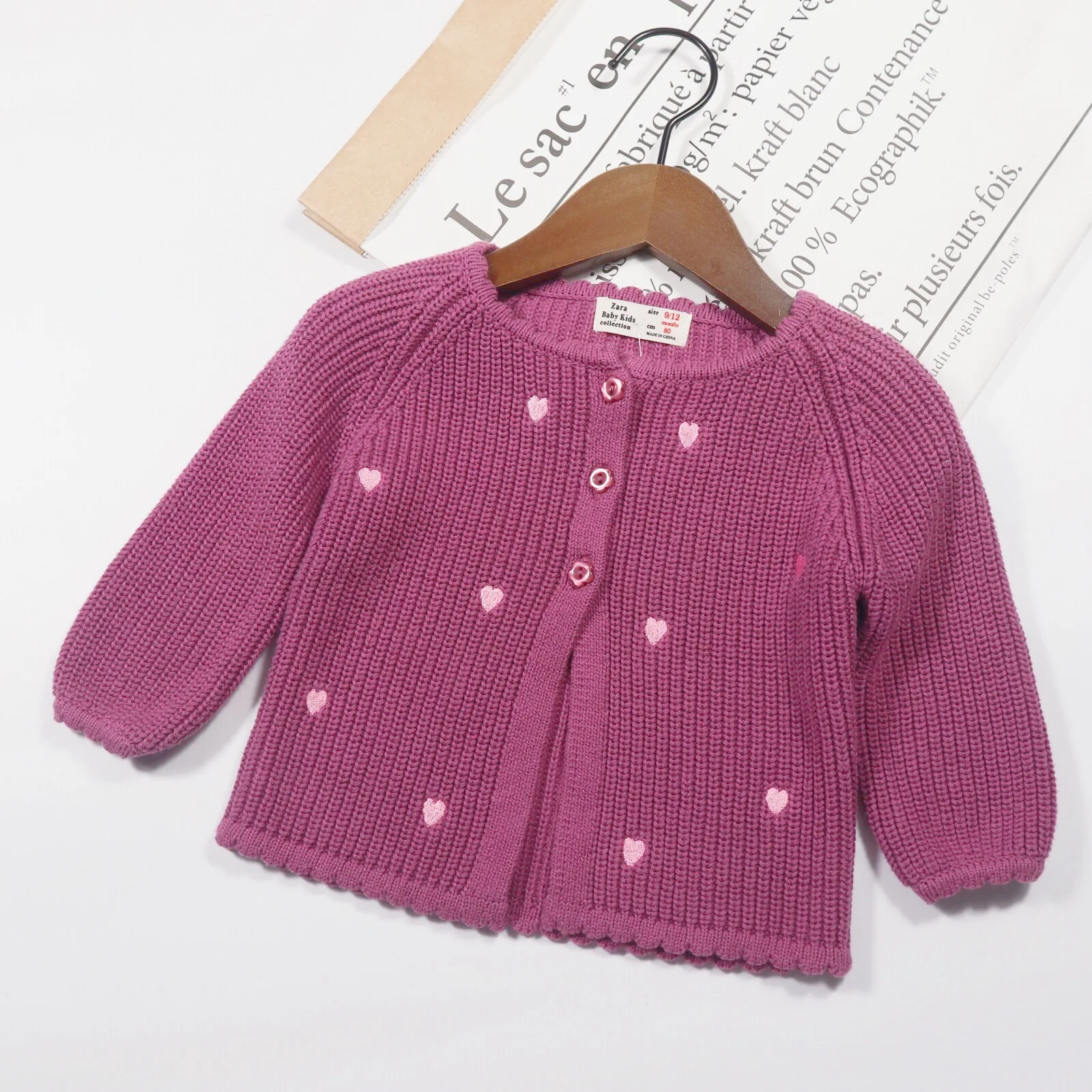 

Kids' Sweater New Style 2019 Embroidered Heart Europe And America GIRL'S Knitted Cardigan Infants Child Baby Coat