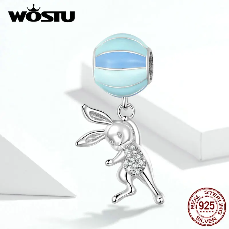 

WOSTU Hot Sale Flying Rabbit 100% 925 Sterling Silver Beads Charms Lovely Pendant Fit Original Bracelet Jewelry Making FIC1303