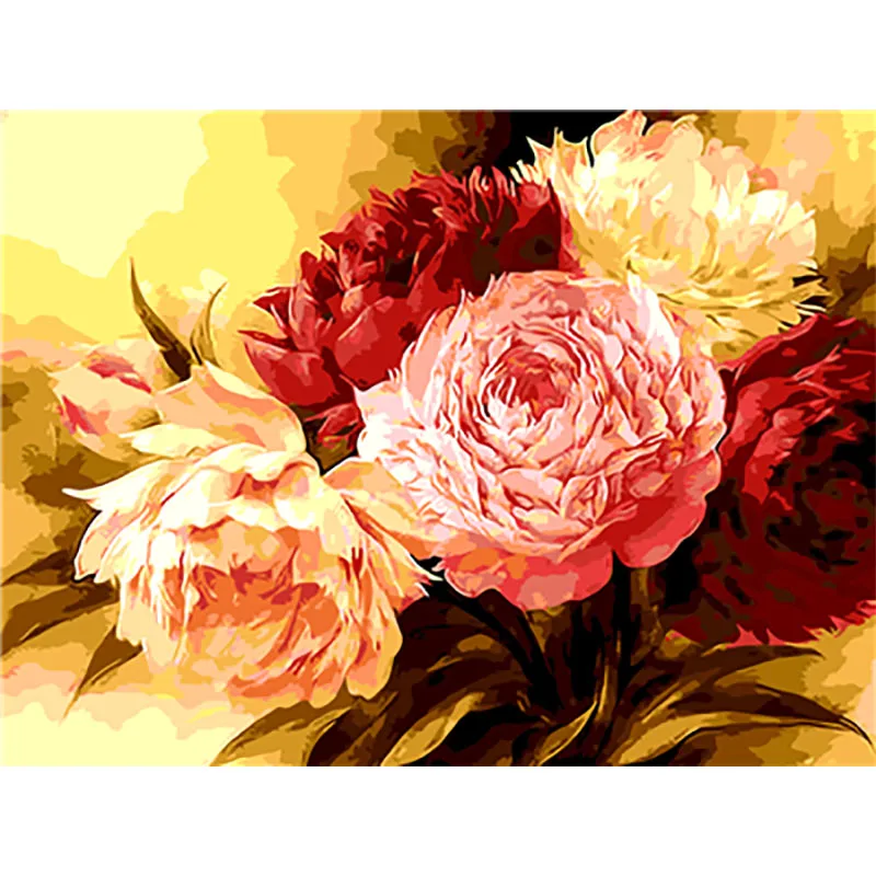 Раскраска по номерам для взрослых живопись маслом по номерам пронумерованные картины цифры художественная картина «цветок в вазе» Роза