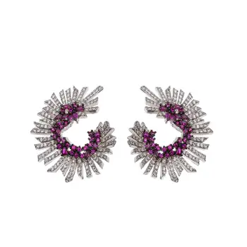 

2020 New Year Multicolor Fashion Full Cubic Zirconia Statement Earrings Inlaid Fashion Jewelry Large Earrings Women's Earrings G