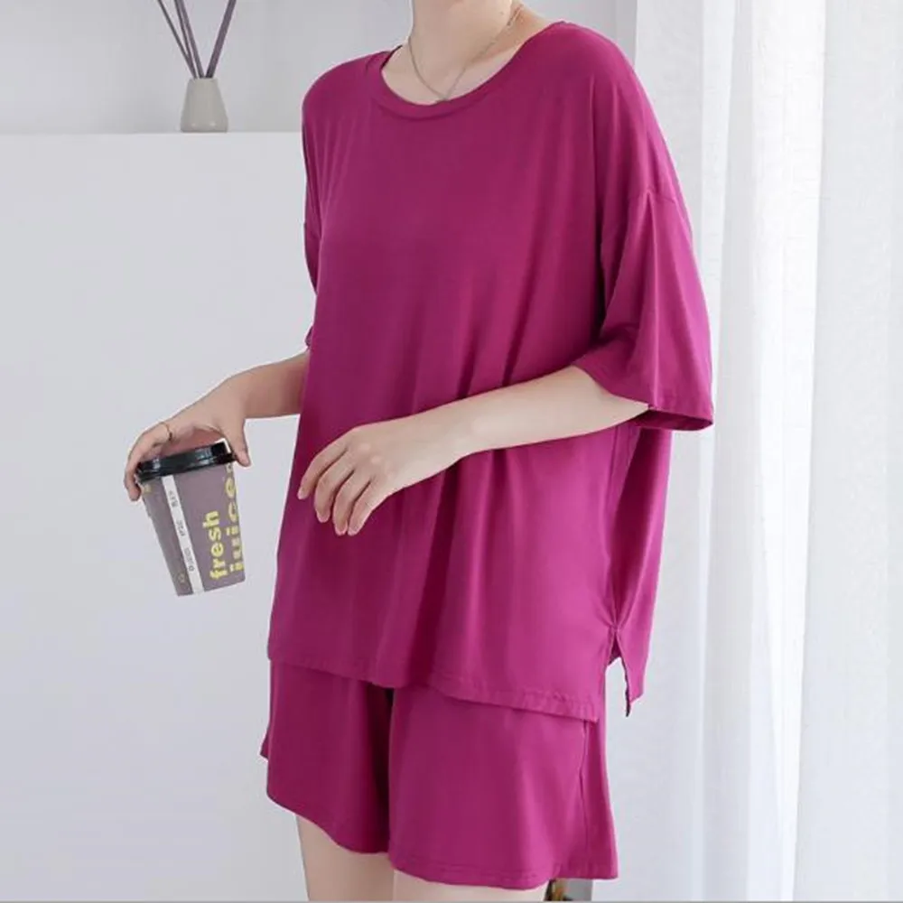 Пижама женская с круглым вырезом коротким рукавом размера плюс XL XXL | Женская
