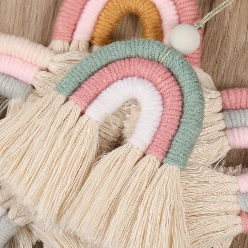 1PC Handmade Rainbow Phone Strap Cotton Pendant Mobile Phone Straps Lanyard Key Ring Mobile Phone Accessories 6