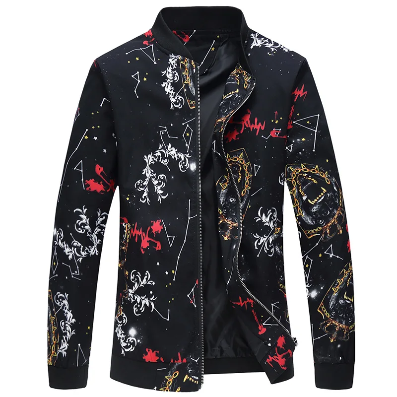 

2019 Autumn & Winter New Style Versitile Fashion Man Floral Large Size Jacket Casual Men Plus-sized Coat