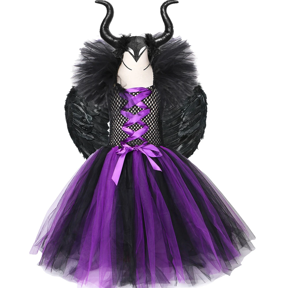 マレフィセントの魔女のチュチュドレス コスプレ衣装 悪魔のような角の羽 眠れる森の美女 子供のためのイブニングドレス ドレス Aliexpress