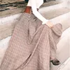French Chic Vintage High Waisted Button Design Back Lace-Up Corset Skirt Women Autumn Winter Thick A-Line Long Maxi Wool Skirts 4