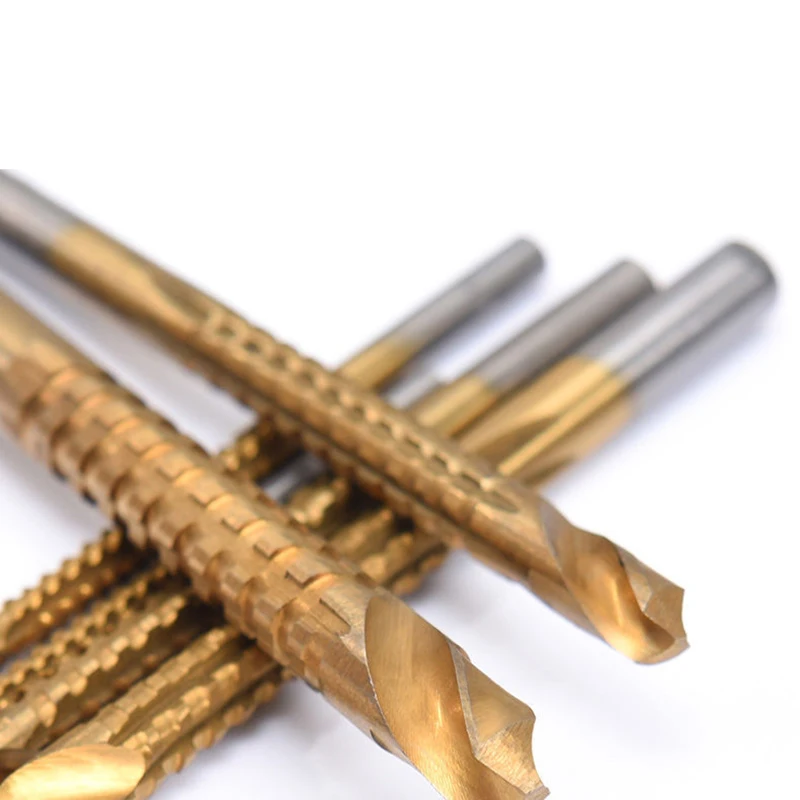  HSS Drill Bits 6pcs Titanium Coated Cutting Slot 3mm 4mm 5mm 6mm 6.5mm 8mm Woodworking Drill Bit for Metal Plastic Sawtooth Bit