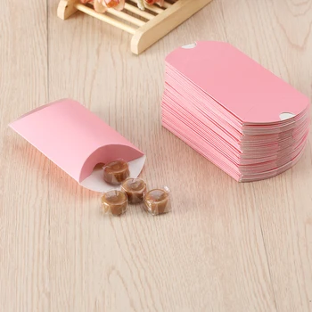 

50Pcs Pillow Shape Kraft Paper Candy Box Gift Bag Wedding Gift Baby Shower Favors Birthday Party Christmas Packaging Supplies