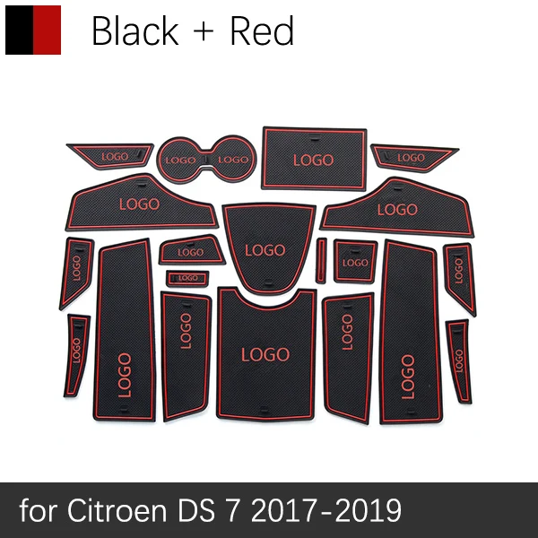 Противоскользящий резиновый подстаканник для Citroen DS 7 DS7 Crossback коврик для двери аксессуары наклейки для автомобиля - Название цвета: Red