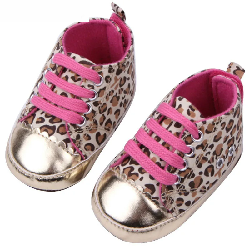 Cute Baby Girl Leopard Shoes Soft Gold Toddler Bling First Walkers Baby