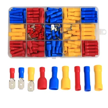 

222PCS Fully Insulated Seal Electrical Wire Butt Connectors Male Female Spade Crimping Terminals Assortment Kit