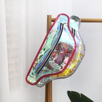 

Rainbow Shining Fashion Small Bag 2019 PVC Waist Bag Female Transparent Jelly Phone Chest Bag Girls Fanny Pack Shinny Waist Pack