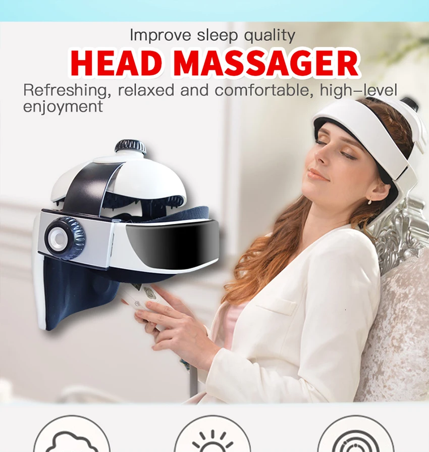 Электрический массажер для головы, регулируемый размер, многофункциональная голова, физиотерапия, массажный шлем, расслабляющая музыка