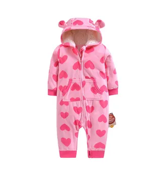 

2019 Fall Winter Warm Infant Baby Rompers Hooded Cartoon Camouflage Fleece Costumes Newborn Babies Clothing Jumpsuit