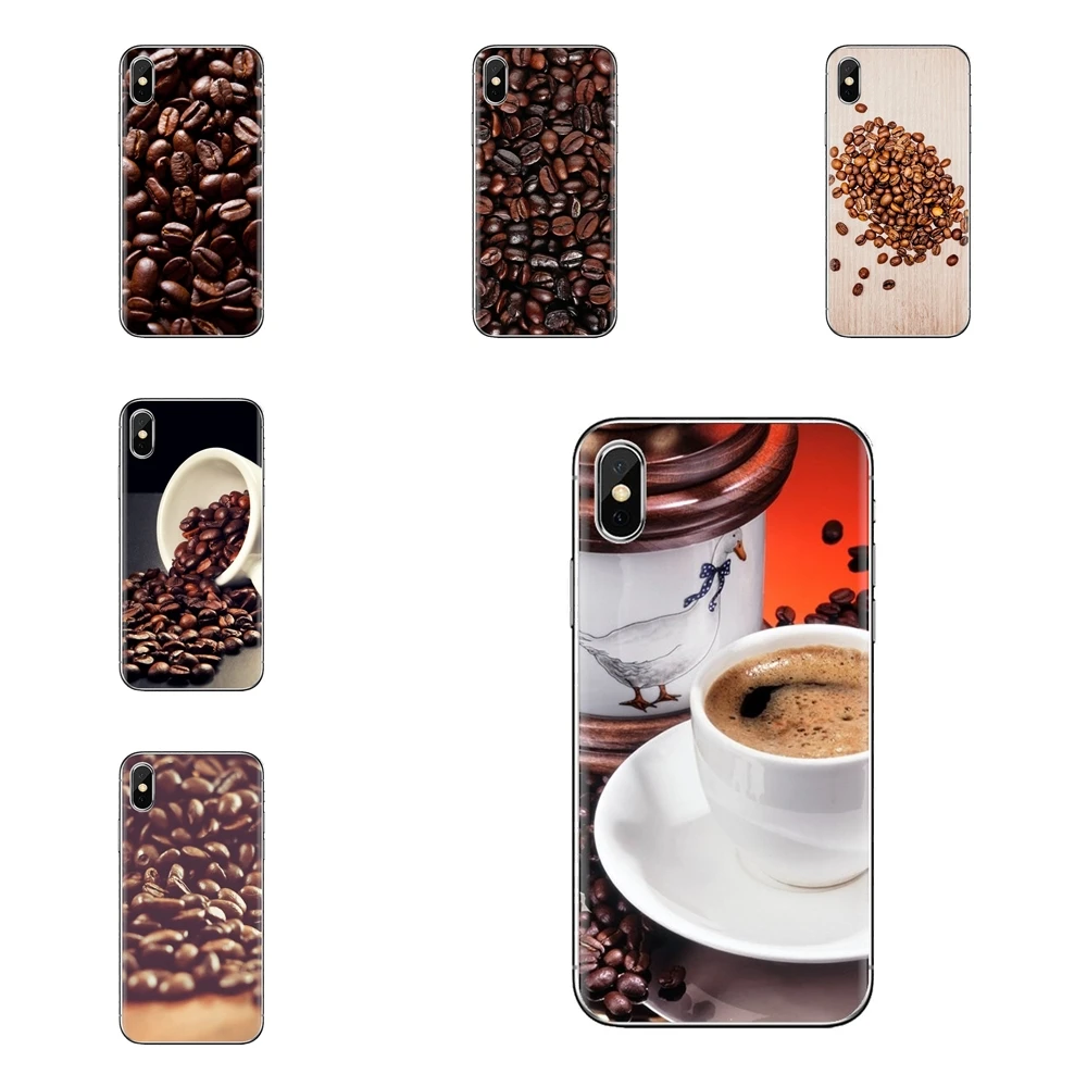 Transparent TPU Skin Cover For Samsung Galaxy J1 J2 J3 J4 J5 J6 J7 J8 Plus 2018 Prime 2015 2016 2017 Food Wallpaper Coffee beans |