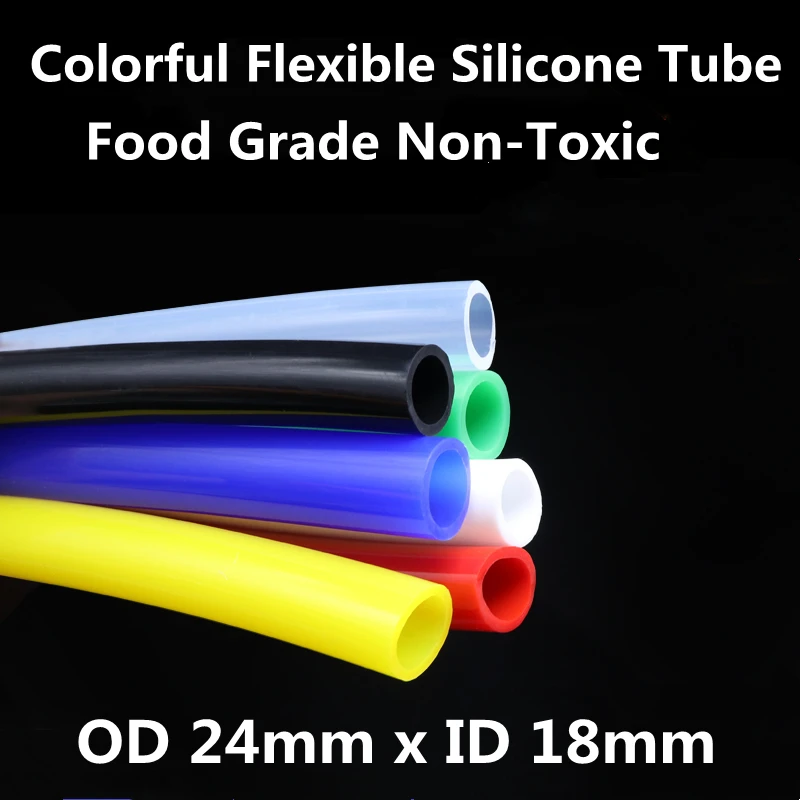 Цветная Гибкая силиконовая труба OD24mm x ID18mm Еда Класс нетоксичный пить воду резиновый шланг молока пива