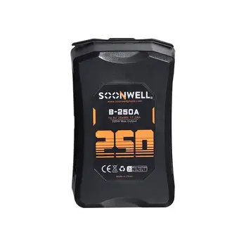 

SOONWELL Compact 250Wh Gold-Mount Li-ion Battery with D-tap Output, USB Output for DSLR Camera,BMPCC,RED,ARRI