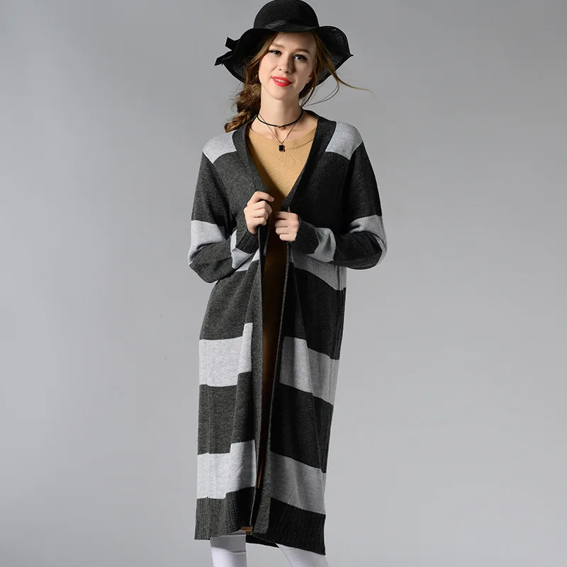 

Striped Oversized Cardigan For Women Knitted Autumn Winter Clothes Ladies Long Style Full Sleeve Open Stitch Casaco Feminino