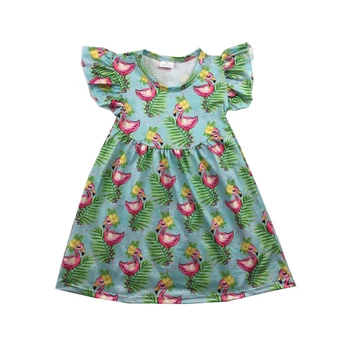 

pearl dress animal print girls boutique dress lovely flare sleeve with simple design clothing dress