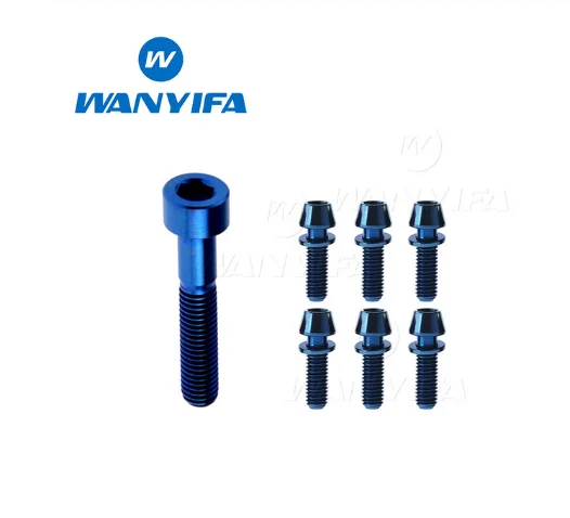 Титановый "Wanyifa"/Ti болты для штока и гарнитуры-7 шт.(6 шт. М5x16 мм и 1 шт. М6x35 мм) Золотой Радужный черный синий - Цвет: M5X20 blue
