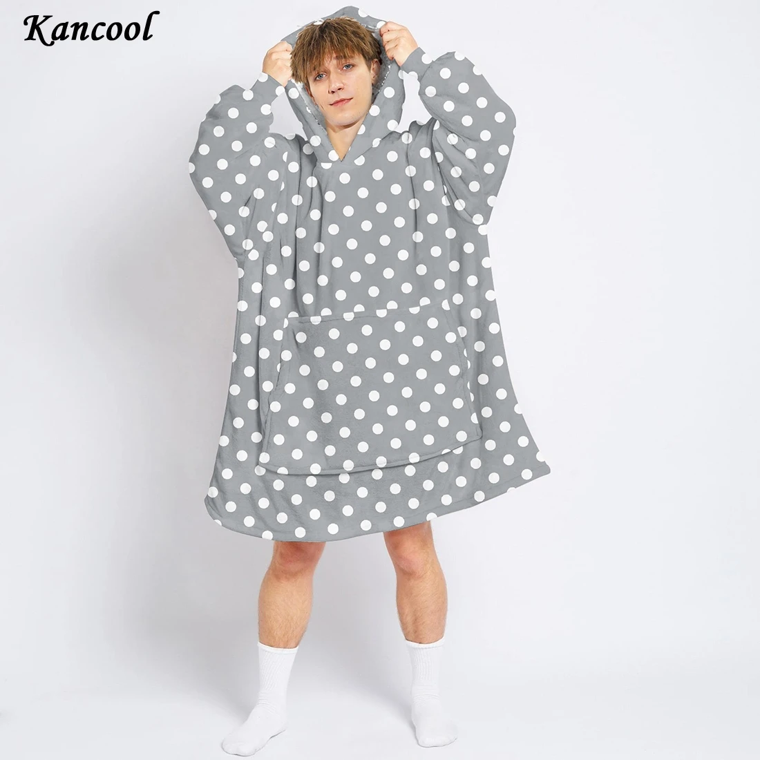 

KANCOOL Winter Thick Comfy Blanket Sweatshirt Solid Warm Hooded Blanket Adults and Children Fleece Weighted Blankets for Beds