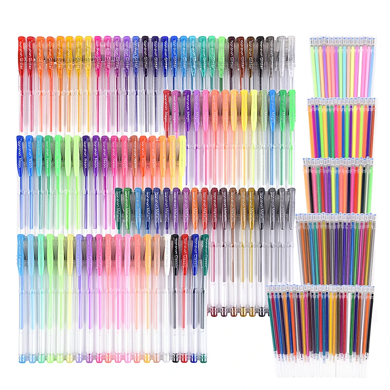

130 Colors Gel Pen Set Sketching Drawing Color Pens For School office Stationery Metallic Color Pastel Glitter Highlighter Pen