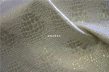 

Free ship needle-punched jacquard fabric crocdile like golden coating price for 1 meter 58" wide