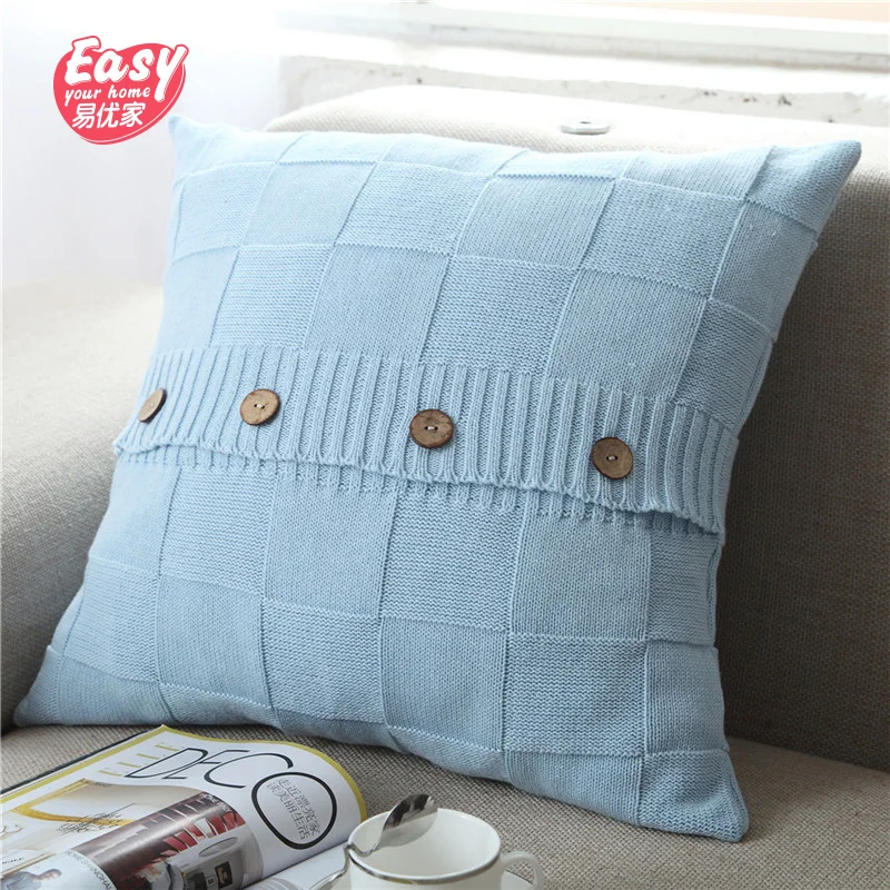 

10 Colors 100% Cotton Knit Pillowcase 45*45cm Decorative Cushion Cover Home Hotel Pillow Cover Backrest Throw Pillow Cover