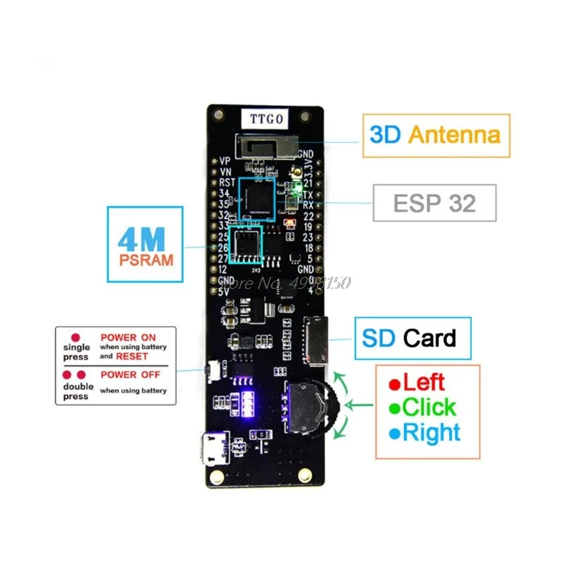 TTGO WiFi Bluetooth модуль 18650 Держатель батареи Seat 2A предохранитель ESP32 4MB SPI FlashWholesale