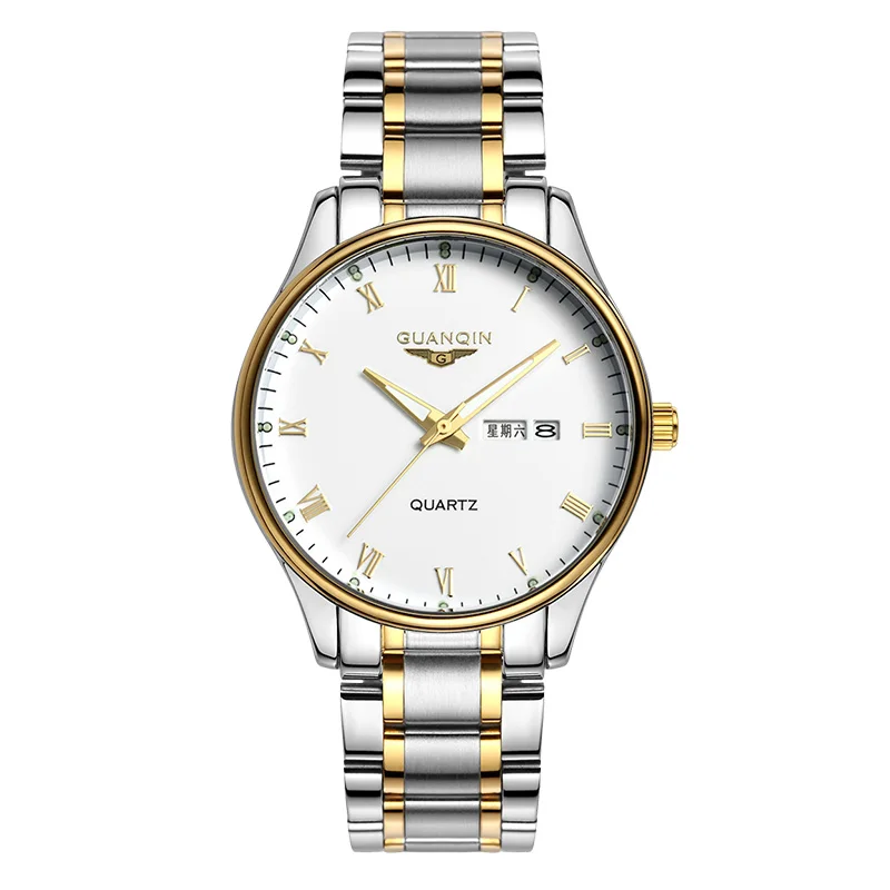 

GUANQIN GQ11006 Genuine men waterproof quartz watch calendar luminous steel double retro fashion business men's watches