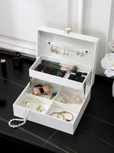  Luxury Large Makeup Organizer Jewelry Display Box Stand Flip Case Cosmetic Earring Rings Necklace Storage Makeup Packaging Bag 