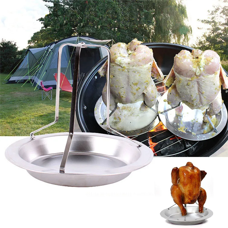 

Roast Chicken Holder Stainless Steel Upright Roaster Rack Barbecue Stand Roasting Baking Tray Grilled Chicken Rack Outdoor BBQ