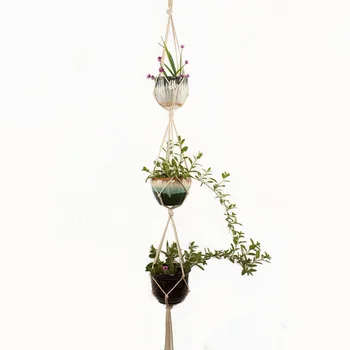

3 Tier Home Flexible Woven Patio Plant Hanger Hanging Balcony Macrame Easy Install Flower Pot Holder Indoor Outdoor Decorations