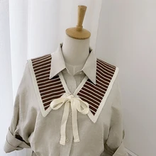 1pc malha colar falso para mulheres inverno ombro envoltório decoração lapela xale camisa destacável coleiras decoração bowknot poncho