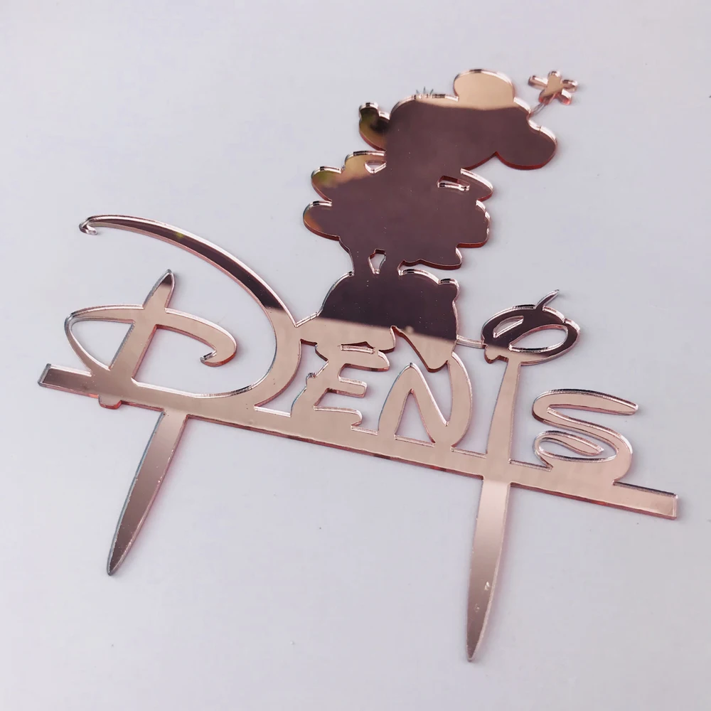 Personalized Name Cake Topper lovely Happy Birthday Party cake topper ,Cute Mouse Silhouette Cake Topper Decorations Supplies