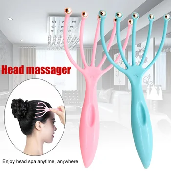 

Hot Seller Hair Held SPA Scalp Neck Stress Relief massager Steel Ball head Massage Relaxation Five Finger Massager for Head