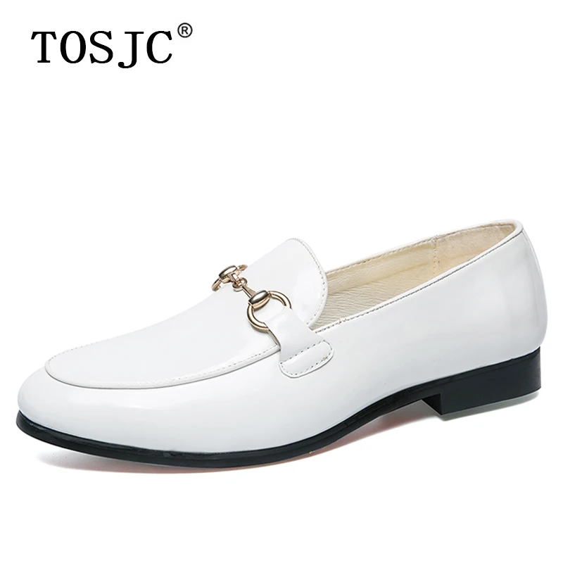 

TOSJC Mens Buckle Loafers Patent Leather Pointed-toe Oxfords for Man Breathable Slip-on Formal Shoes Office Social Dress Shoes