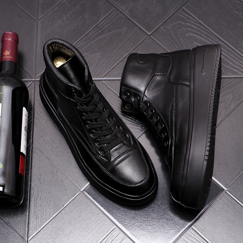 

Мужские повседневные ботинки на платформе, брендовые дизайнерские черные, белые ботинки на плоской подошве, ковбойские ботинки из натуральной кожи, демисезонные ботильоны