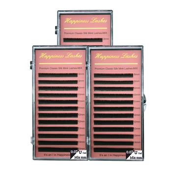 

3 Cases Individual Eyelash Extension Silk Mink Eye Lashes Supplies Deep Matt 12 Lines 100% Hand Made Natural Looking HPNESS