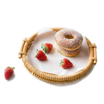 

New Woven Bread Roll Basket Food Desktop Service Basket Fruit Basket Bread Tray Rattan And Wicker Basket Desktop / Storage / Pic