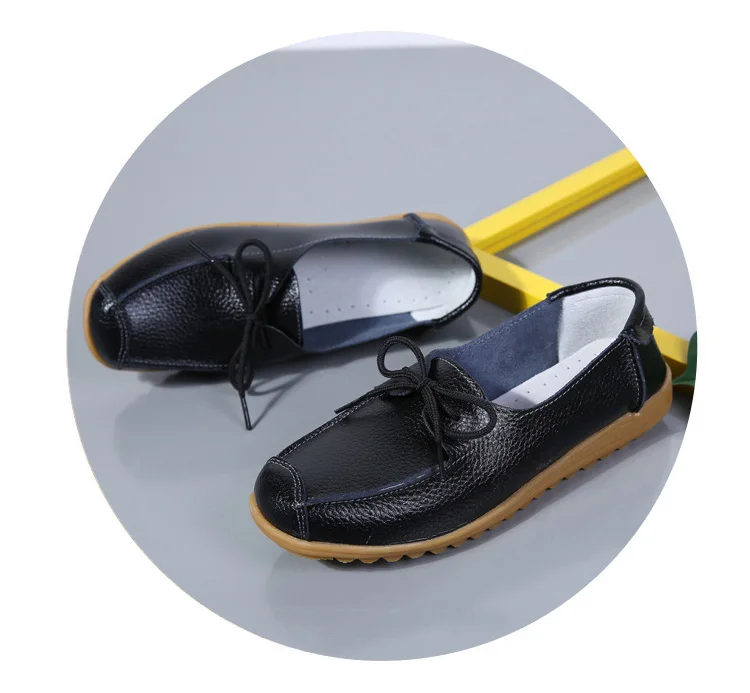 AH1805-2020 Spring Autumn Shoes Woman Genuine Leather Walking Flat Shoes Woman-5