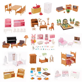 

1:12 Simulation Forest Animal Family Miniature Furniture Toy Doll Children Baby Room Game Toy Furniture Set Children's Gifts