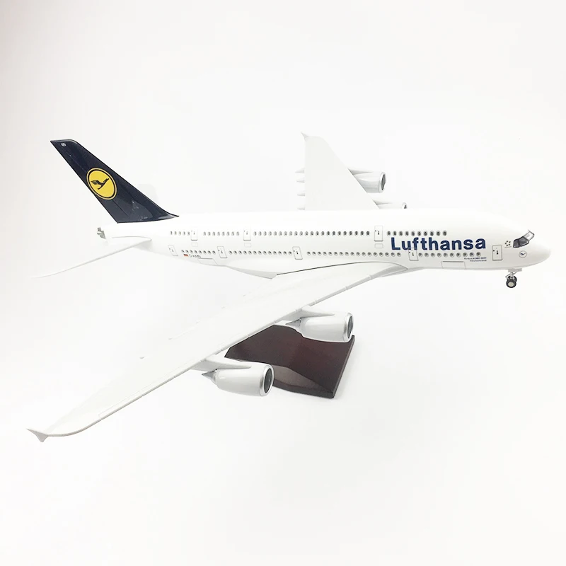 1/160 масштаб смолы Голосовое управление СВЕТОДИОДНЫЙ самолет Airbus A380 с светодиодный свет 46 см игрушка в виде самолета Дети подарок для коллекции - Цвет: Lufthansa