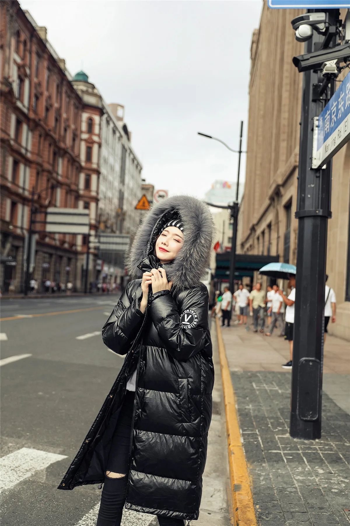 New Style Korean-style Loose-Fit down Jacket Women's Mid-length Thick over-the-Knee Stand Collar V Standard Winter Long Coa