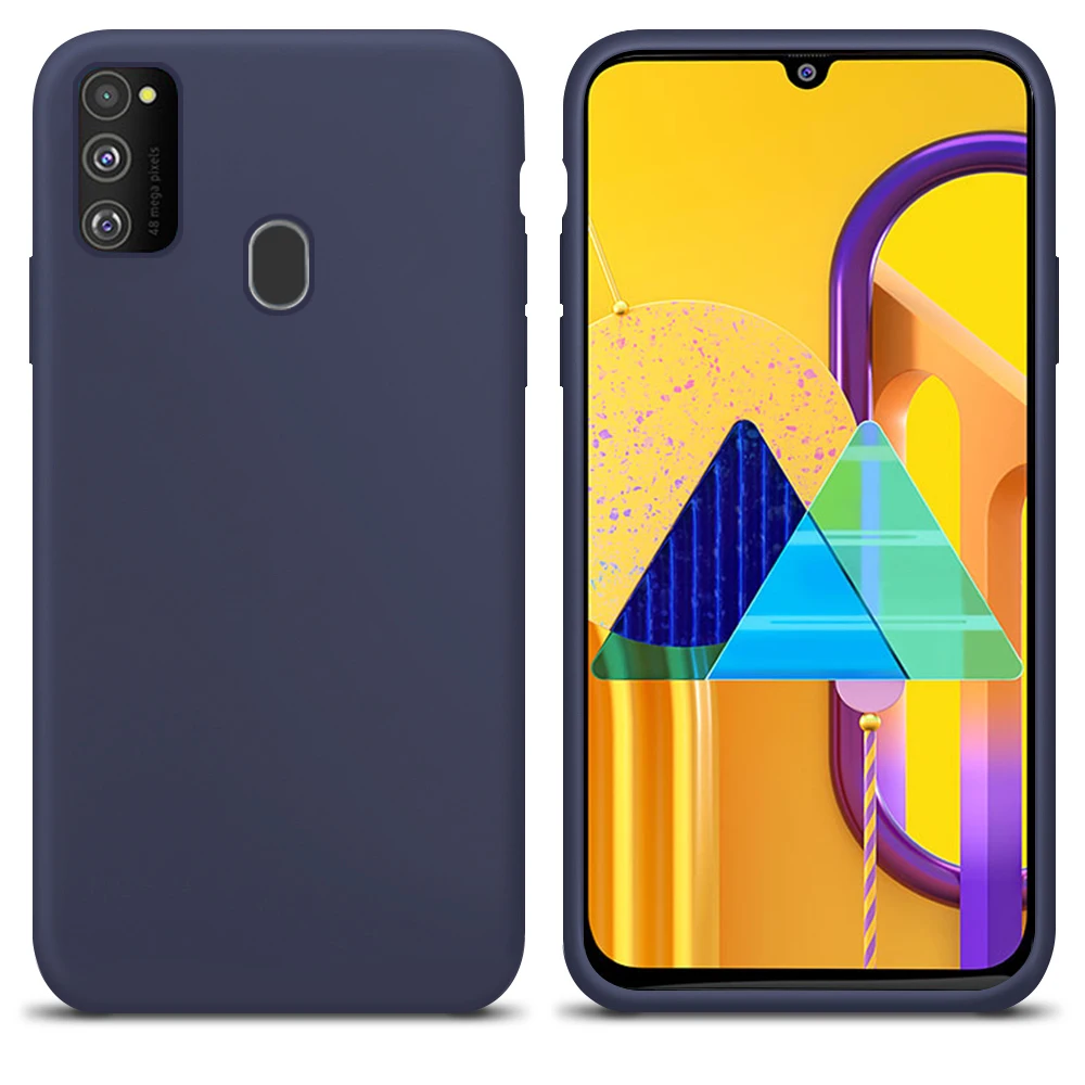 GKK, жидкий силиконовый чехол для samsung M30s, чехол, противоударный, для детской кожи, с логотипом, чехол для samsung M30s, чехол - Цвет: Demin blue