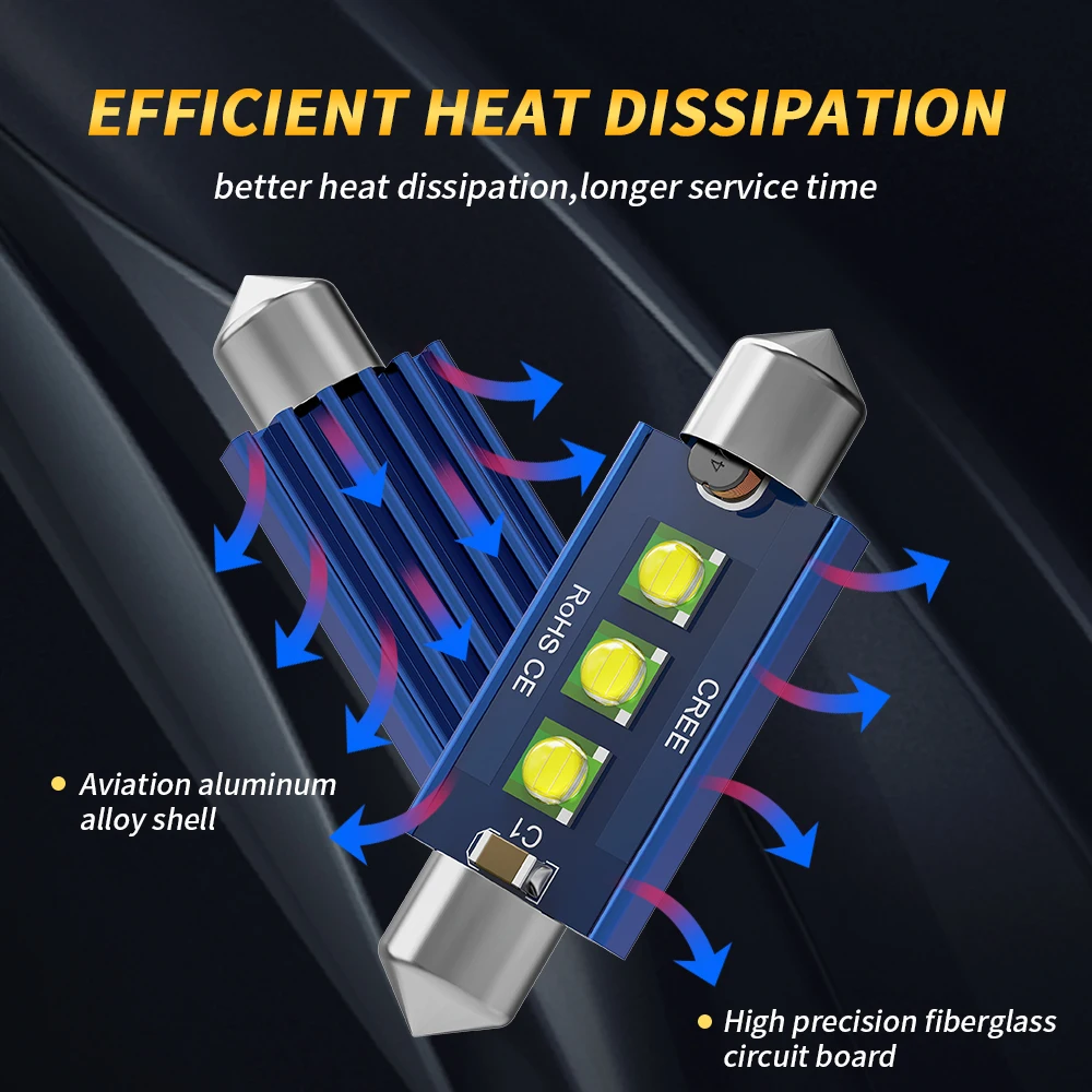 Canbus LED �ڵ��� ���׸��� ����, �ڵ� õ�� �� ���� ����, 12V ȭ��Ʈ 6000K, �佺�� C5W, C10W, 31, 36, 39, 42mm, ���� ����, 2 ��