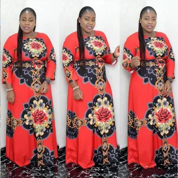 

2019 new arrival spring and autumn african women beauty plus size printing long dress L-XL