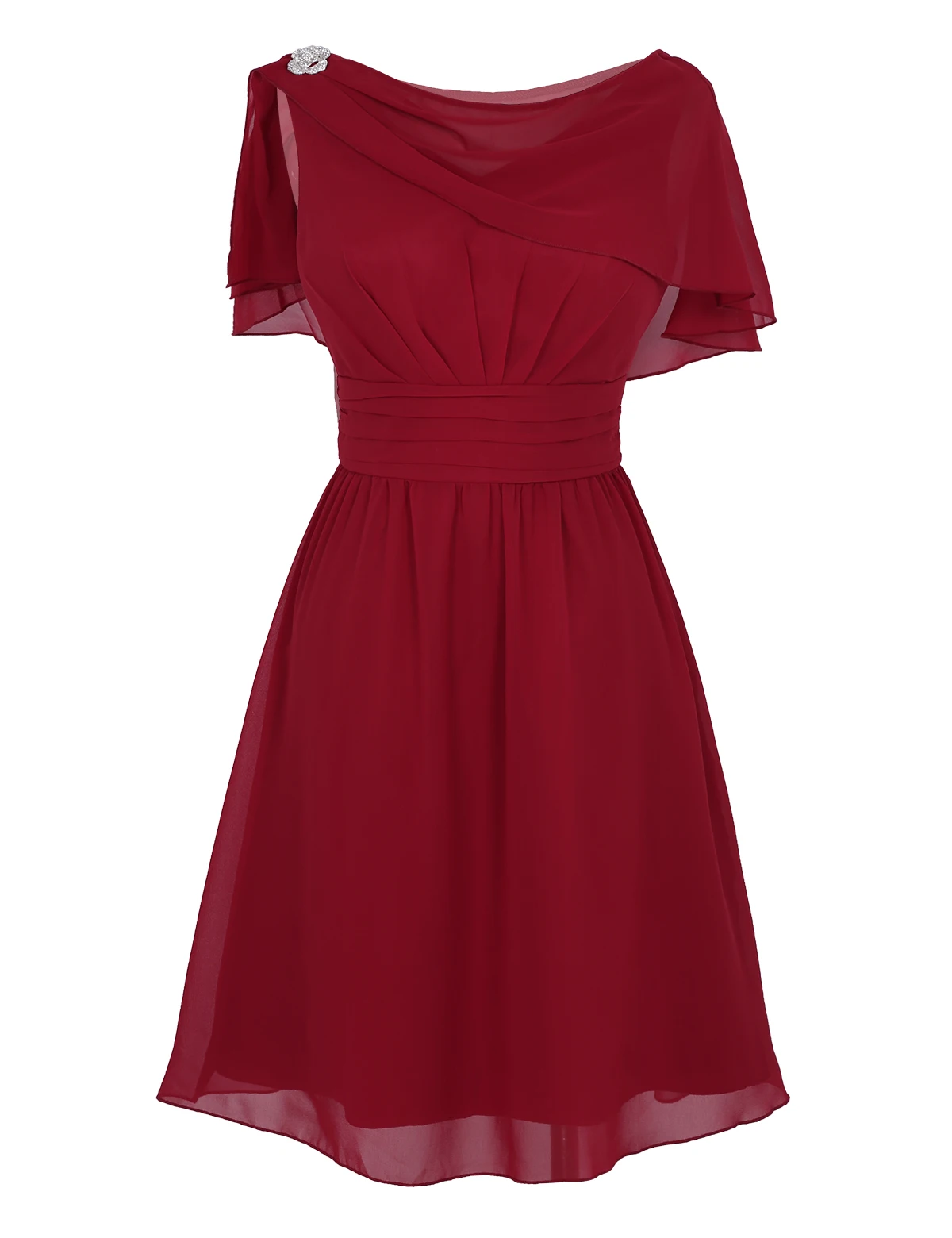 Элегантный Для женщин женские шифоновые коктейльные платья без рукавов с оборками с высокой талией по колено вечерние бальное платье на выпускной повседневные платья - Цвет: Wine Red