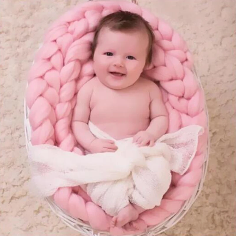 Шерстяное вязаное крючком одеяло для младенцев реквизит фотосъемки