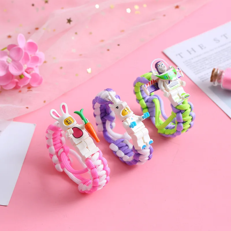 

Korea Cute Multicolor Unicorn Bunny Bracelet Women Woven Hand Rope Resin Building Block Bracelet Student Gift 2020 Trend Jewelry