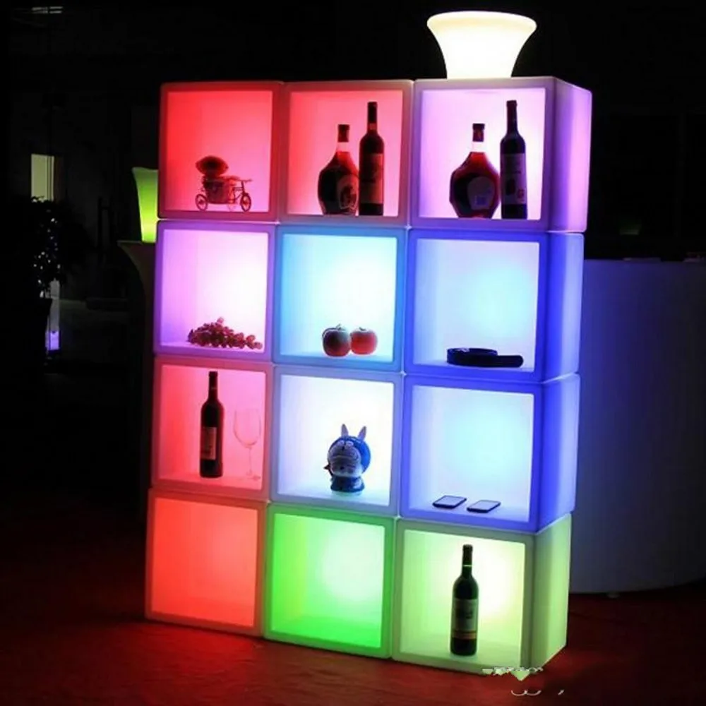 LED Commercial Furniture 40CM 16Inch Cube Seat Chair Waterproof IP68 Rechargeable Display Case Cabinet Ice Buckets For Bar Club